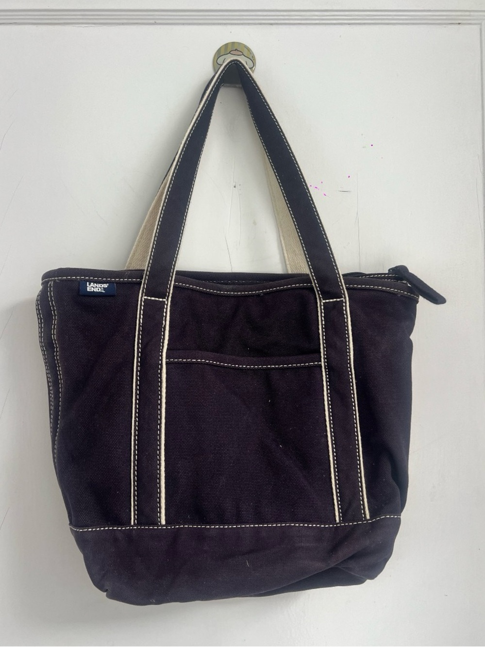 Lands' End Medium Size Cream and Blue Canvas Tote Boat Bag
Open Top TRENDING